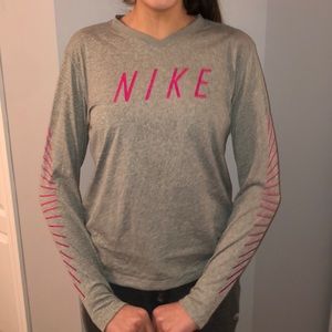 nike grey long sleeve tee